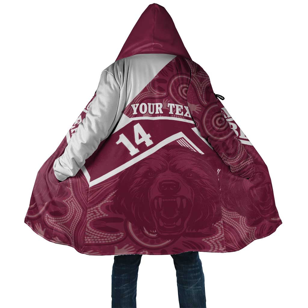 Burleigh Rugby Custom Cloak Go Bears Maroon Aboriginal Art - Aussie Hoodie