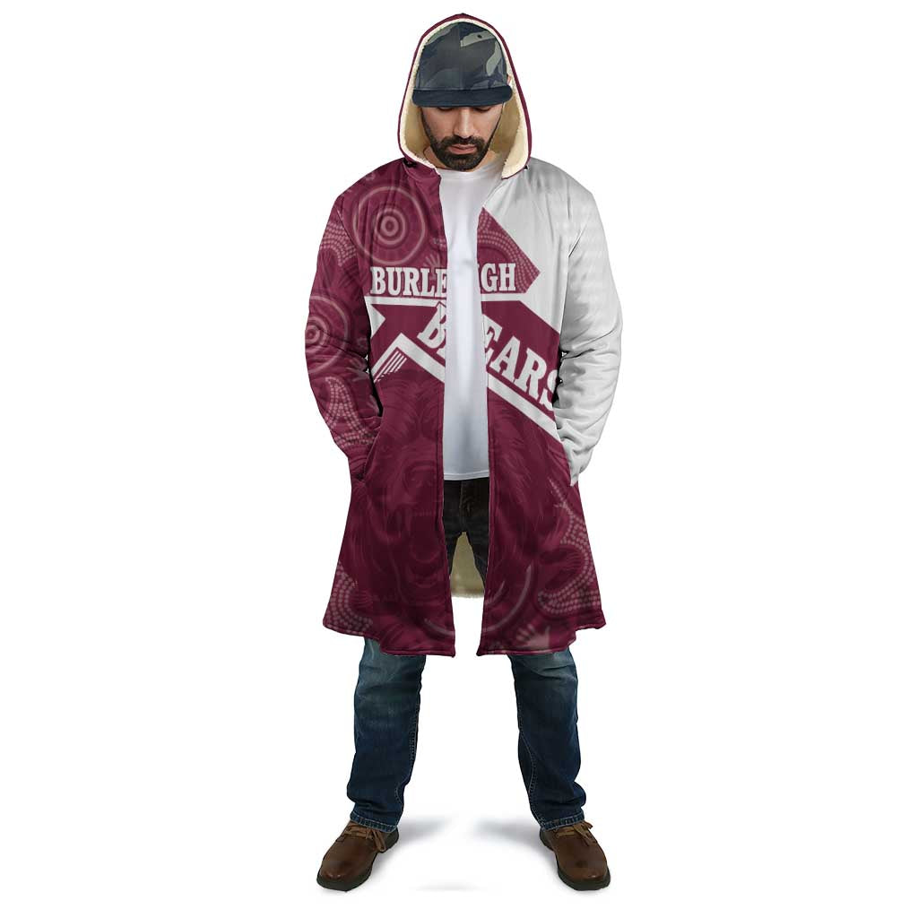 Burleigh Rugby Custom Cloak Go Bears Maroon Aboriginal Art - Aussie Hoodie
