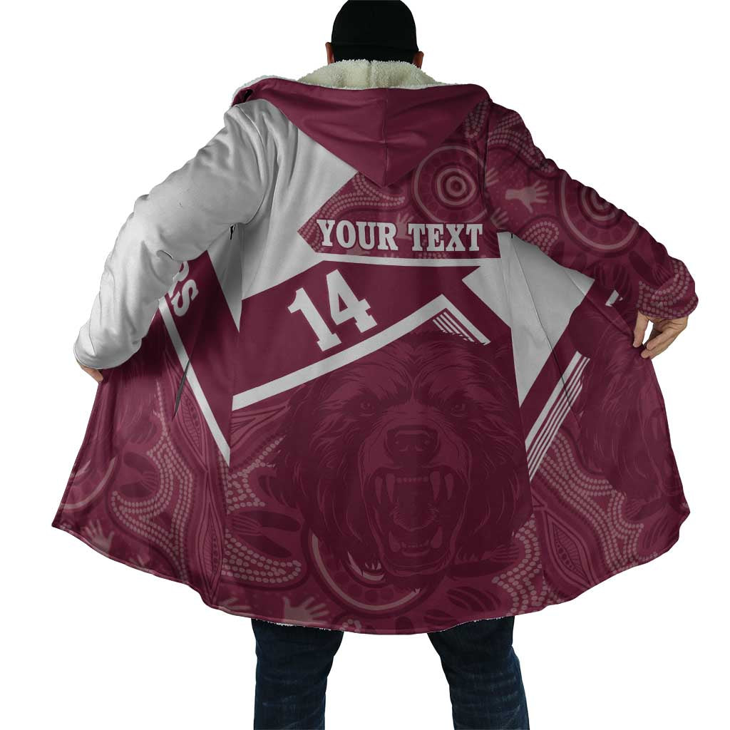 Burleigh Rugby Custom Cloak Go Bears Maroon Aboriginal Art - Aussie Hoodie