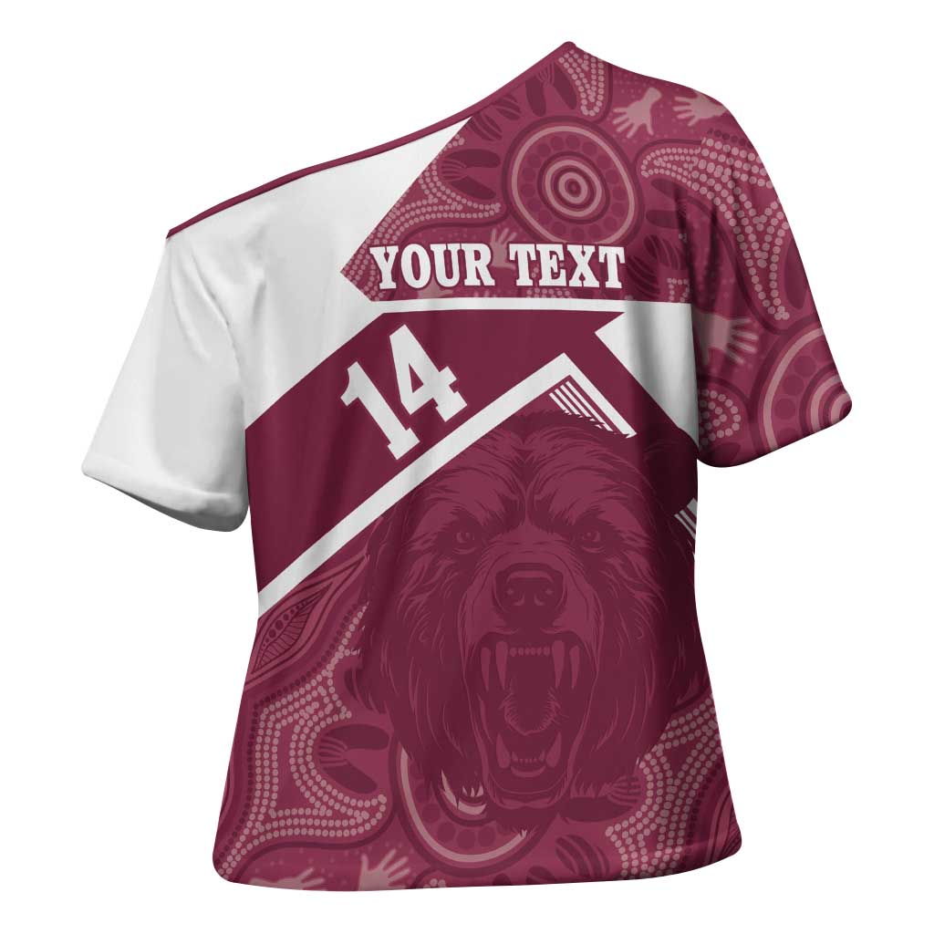 Burleigh Rugby Custom Cross Shoulder Shirt Go Bears Maroon Aboriginal Art - Aussie Hoodie