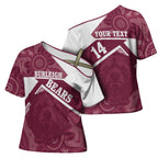 Burleigh Rugby Custom Cross Shoulder Shirt Go Bears Maroon Aboriginal Art - Aussie Hoodie