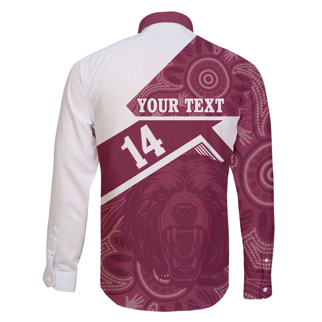 Burleigh Rugby Custom Family Matching Long Sleeve Bodycon Dress and Hawaiian Shirt Go Bears Maroon Aboriginal Art - Aussie Hoodie