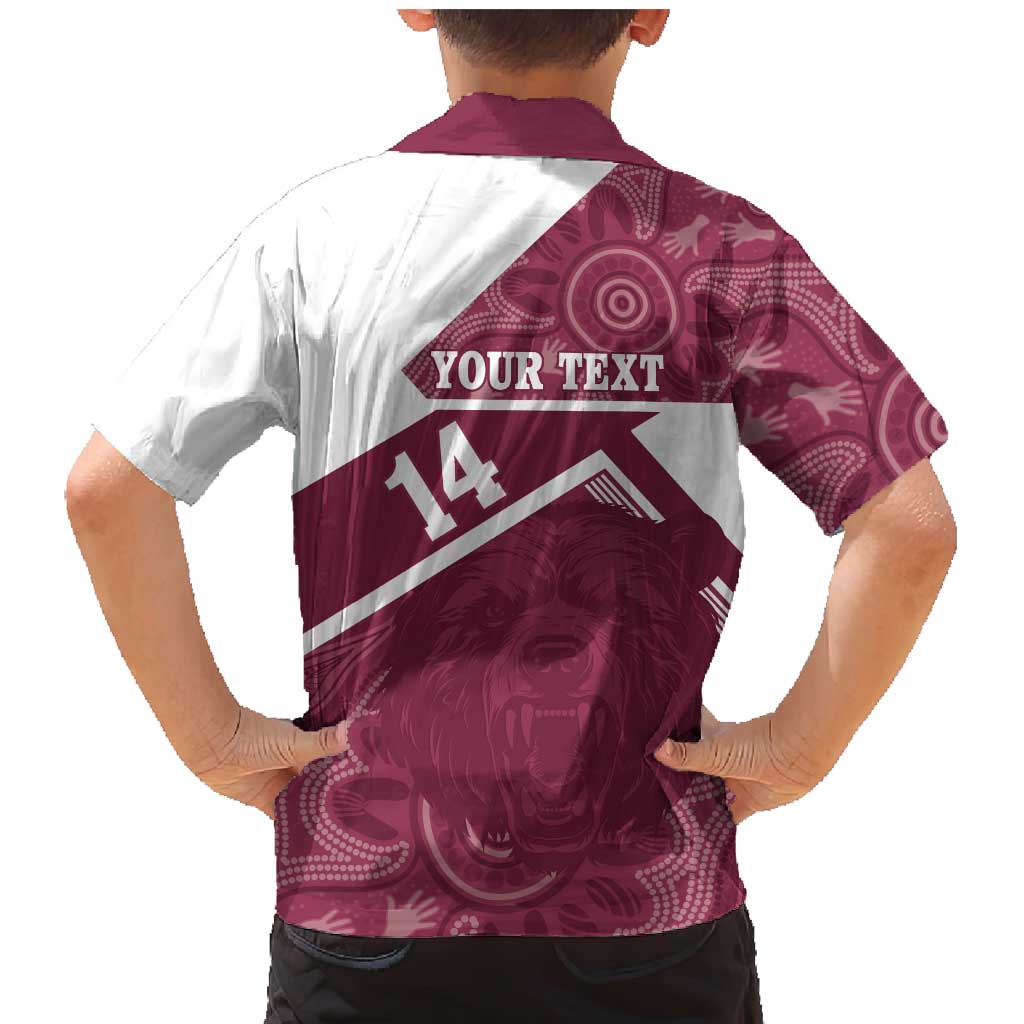 Burleigh Rugby Custom Family Matching Mermaid Dress and Hawaiian Shirt Go Bears Maroon Aboriginal Art - Aussie Hoodie