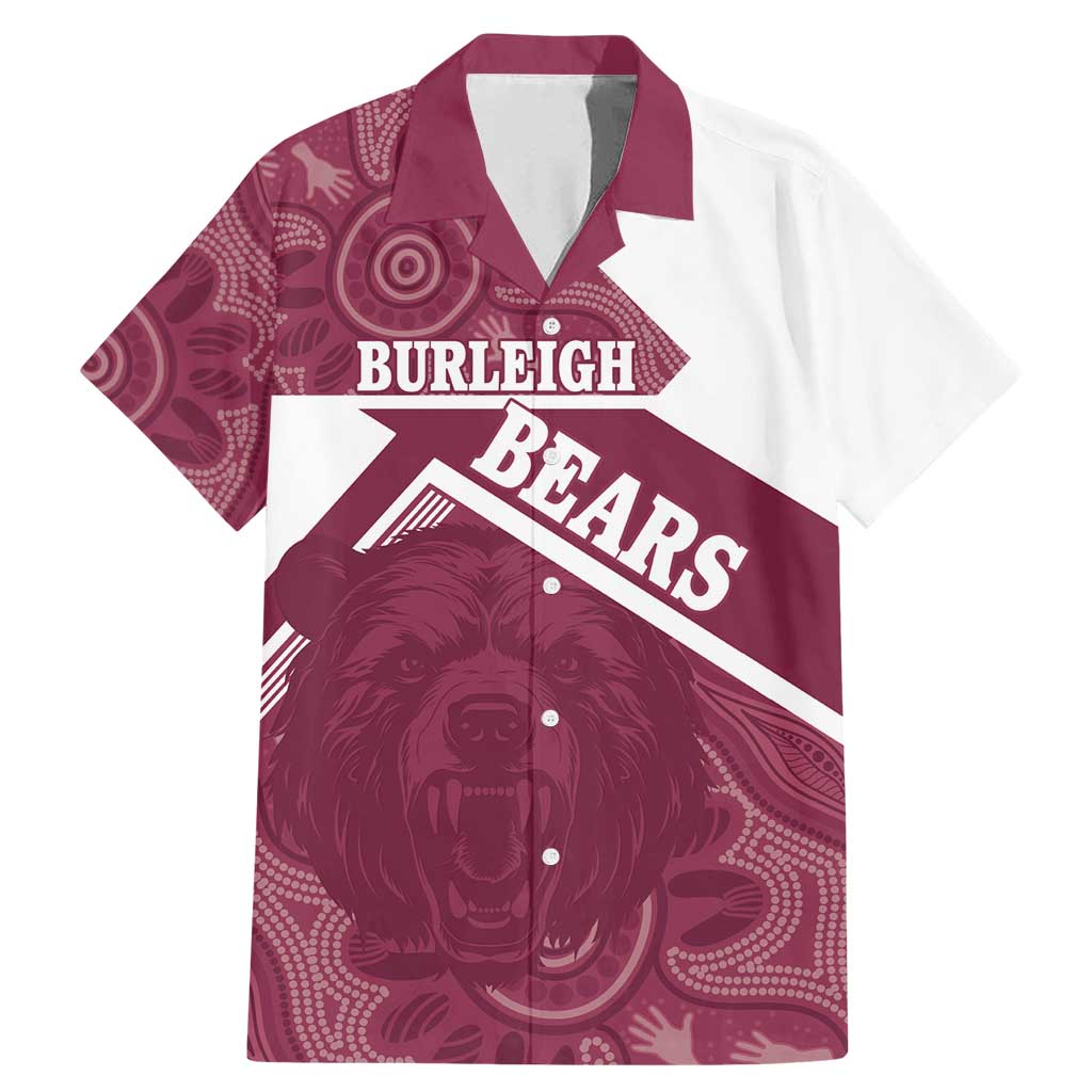 Burleigh Rugby Custom Family Matching Mermaid Dress and Hawaiian Shirt Go Bears Maroon Aboriginal Art - Aussie Hoodie
