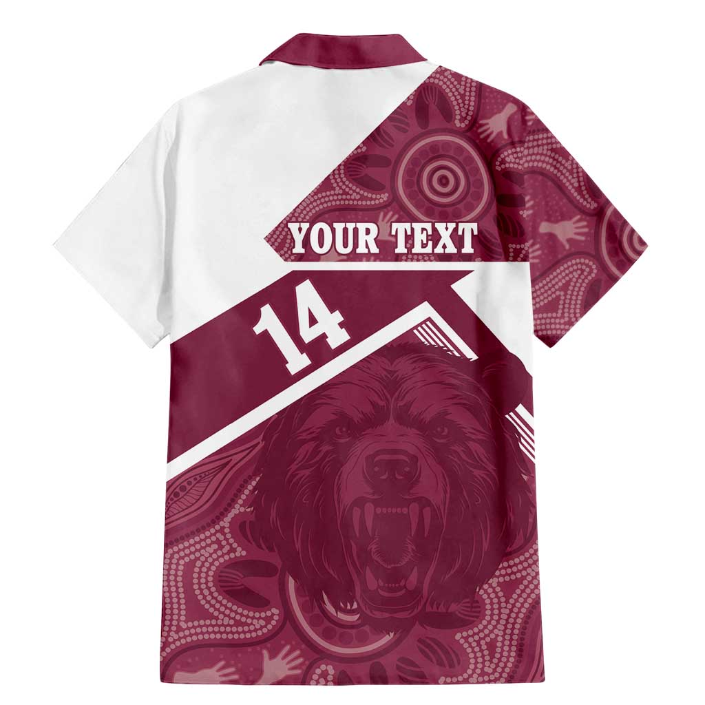 Burleigh Rugby Custom Family Matching Mermaid Dress and Hawaiian Shirt Go Bears Maroon Aboriginal Art - Aussie Hoodie
