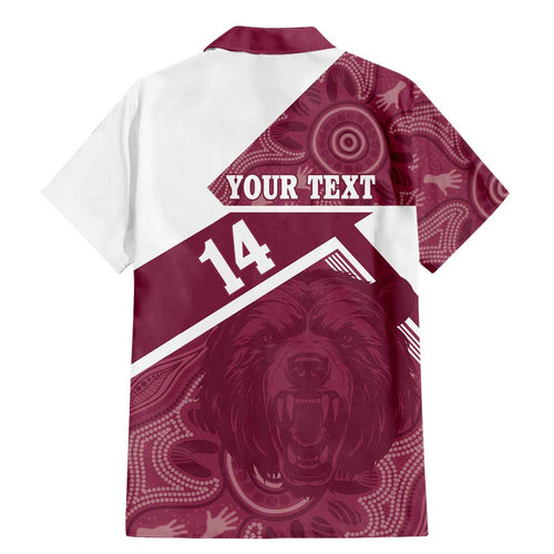 Burleigh Rugby Custom Family Matching Mermaid Dress and Hawaiian Shirt Go Bears Maroon Aboriginal Art - Aussie Hoodie
