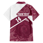 Burleigh Rugby Custom Family Matching Off The Shoulder Long Sleeve Dress and Hawaiian Shirt Go Bears Maroon Aboriginal Art - Aussie Hoodie