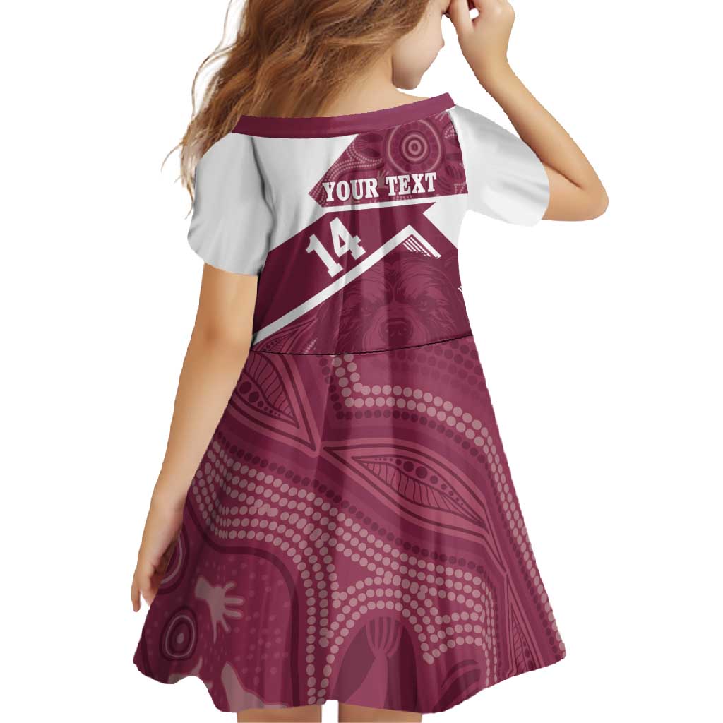Burleigh Rugby Custom Family Matching Off Shoulder Maxi Dress and Hawaiian Shirt Go Bears Maroon Aboriginal Art - Aussie Hoodie