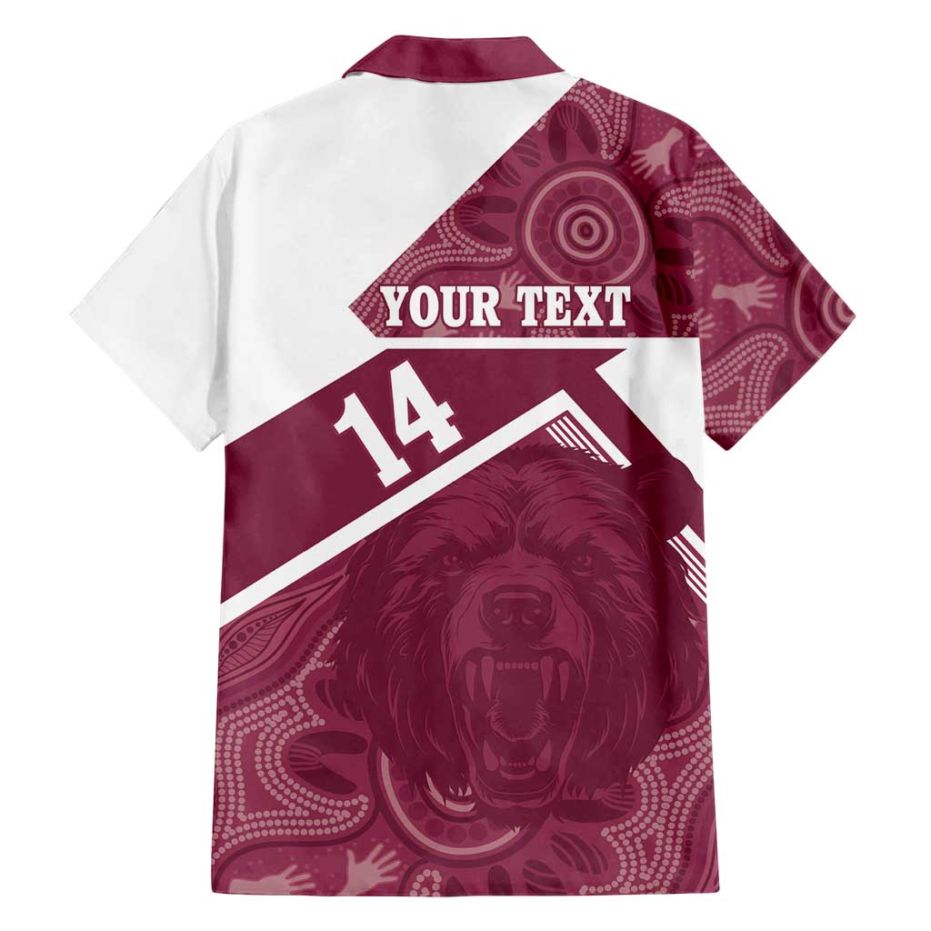Burleigh Rugby Custom Family Matching Off Shoulder Maxi Dress and Hawaiian Shirt Go Bears Maroon Aboriginal Art - Aussie Hoodie