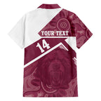 Burleigh Rugby Custom Family Matching Off Shoulder Maxi Dress and Hawaiian Shirt Go Bears Maroon Aboriginal Art - Aussie Hoodie