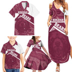 Burleigh Rugby Custom Family Matching Summer Maxi Dress and Hawaiian Shirt Go Bears Maroon Aboriginal Art - Aussie Hoodie