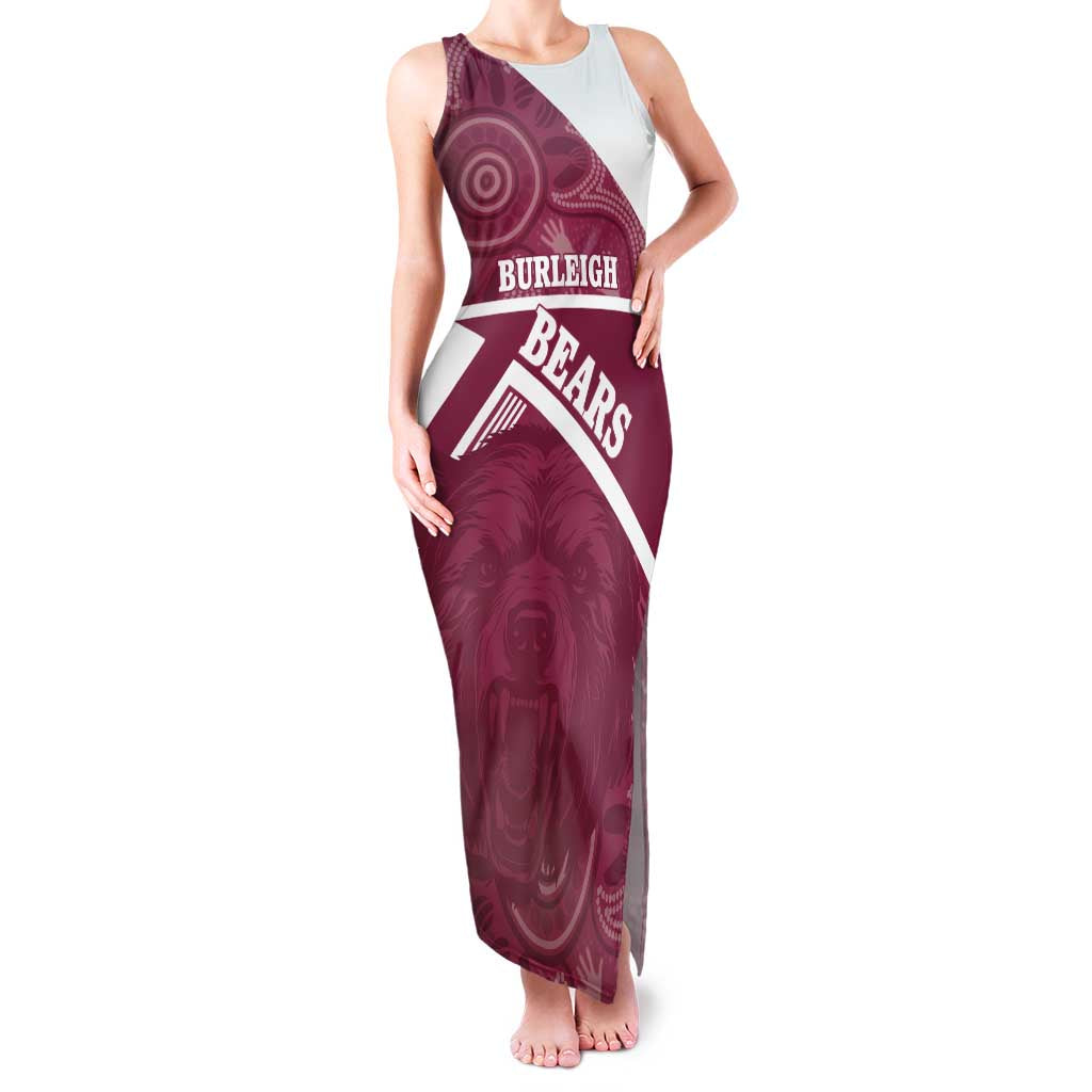 Burleigh Rugby Custom Family Matching Tank Maxi Dress and Hawaiian Shirt Go Bears Maroon Aboriginal Art - Aussie Hoodie