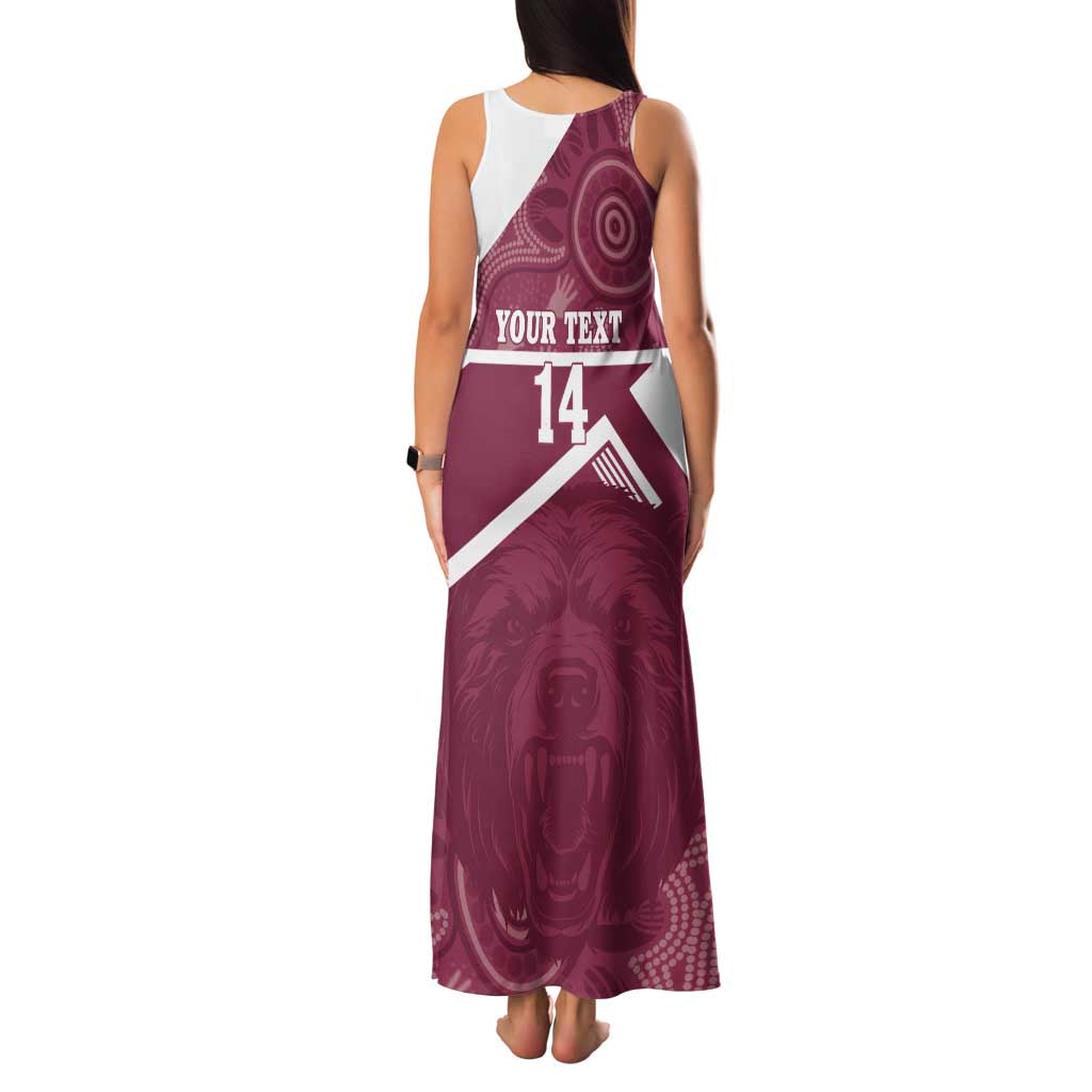 Burleigh Rugby Custom Family Matching Tank Maxi Dress and Hawaiian Shirt Go Bears Maroon Aboriginal Art - Aussie Hoodie