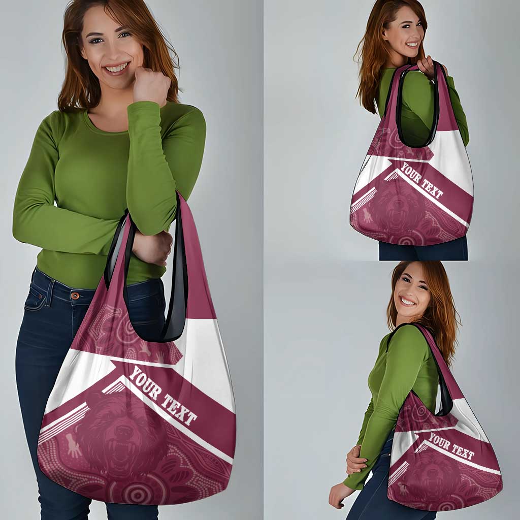 Burleigh Rugby Custom Grocery Bag Go Bears Maroon Aboriginal Art - Aussie Hoodie