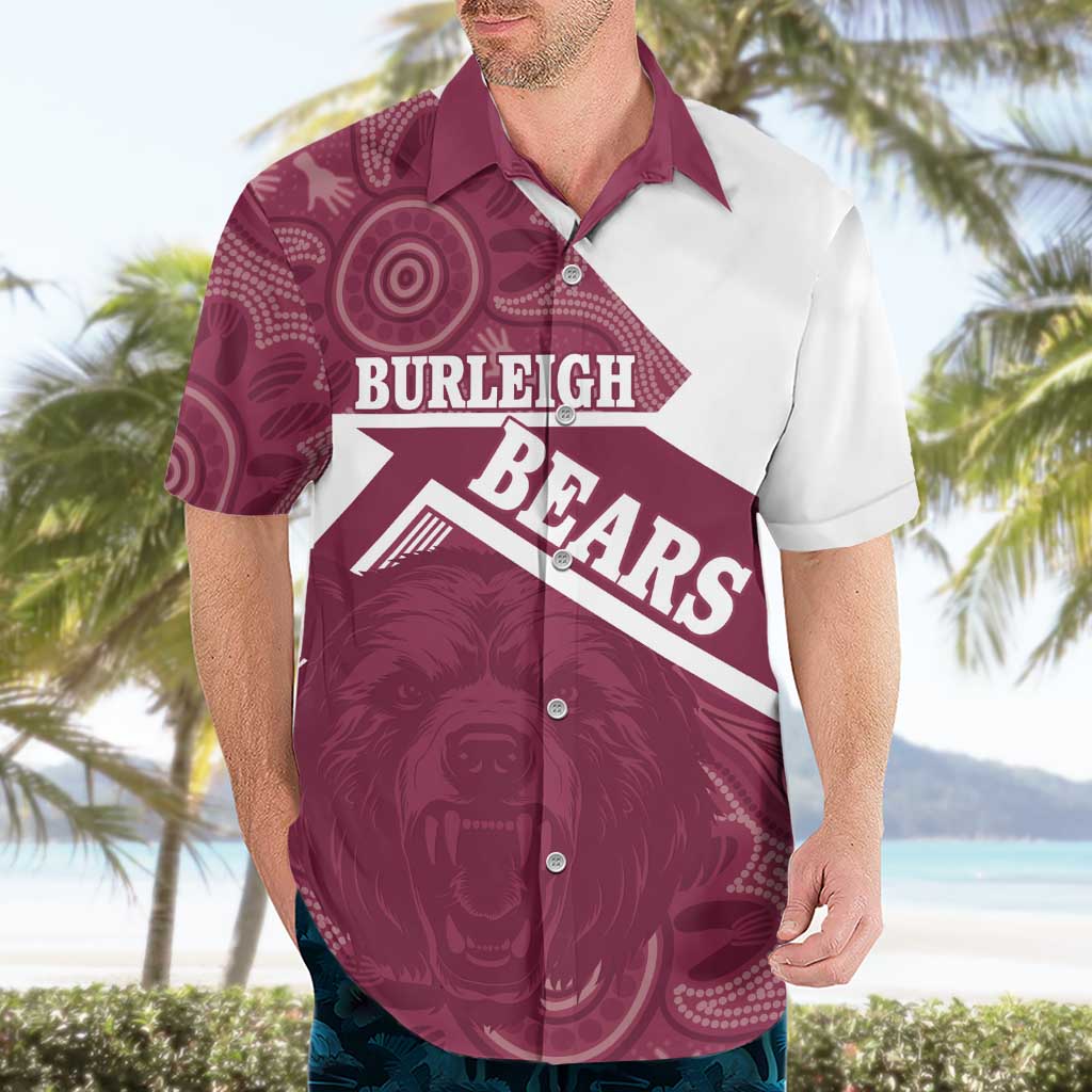Burleigh Rugby Custom Hawaiian Shirt Go Bears Maroon Aboriginal Art - Aussie Hoodie
