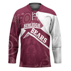 Burleigh Rugby Custom Hockey Jersey Go Bears Maroon Aboriginal Art - Aussie Hoodie