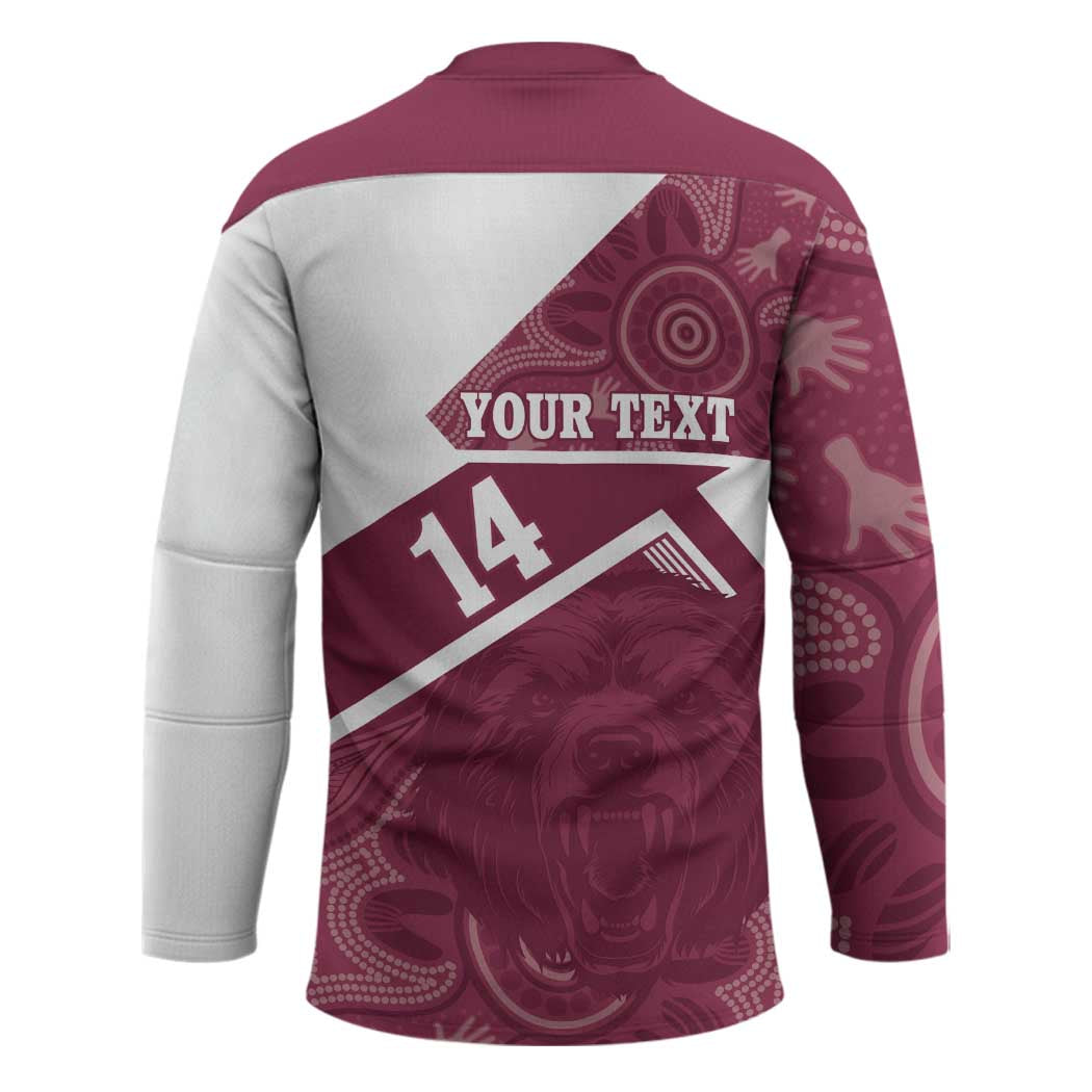 Burleigh Rugby Custom Hockey Jersey Go Bears Maroon Aboriginal Art - Aussie Hoodie