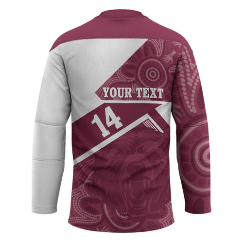 Burleigh Rugby Custom Hockey Jersey Go Bears Maroon Aboriginal Art - Aussie Hoodie