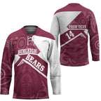 Burleigh Rugby Custom Hockey Jersey Go Bears Maroon Aboriginal Art - Aussie Hoodie