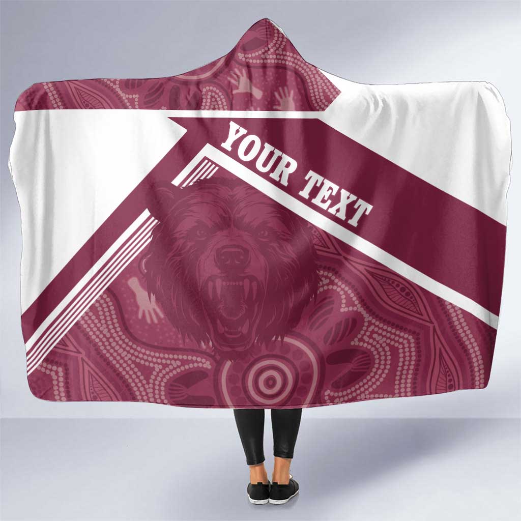 Burleigh Rugby Custom Hooded Blanket Go Bears Maroon Aboriginal Art - Aussie Hoodie