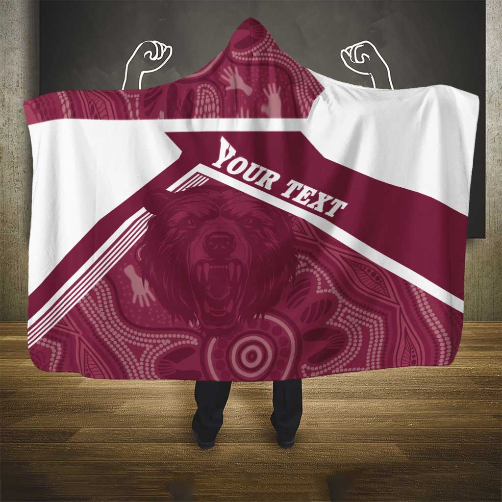 Burleigh Rugby Custom Hooded Blanket Go Bears Maroon Aboriginal Art - Aussie Hoodie