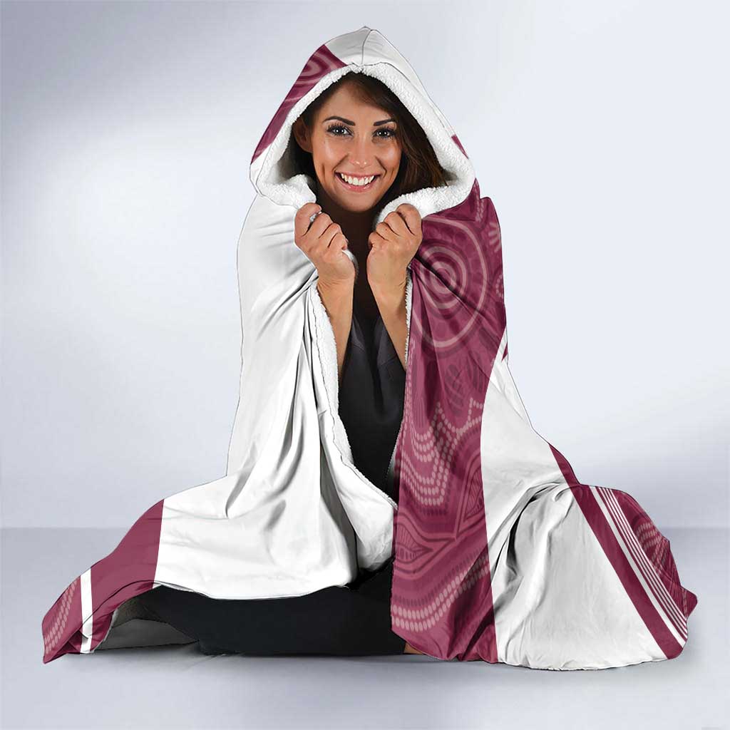 Burleigh Rugby Custom Hooded Blanket Go Bears Maroon Aboriginal Art - Aussie Hoodie