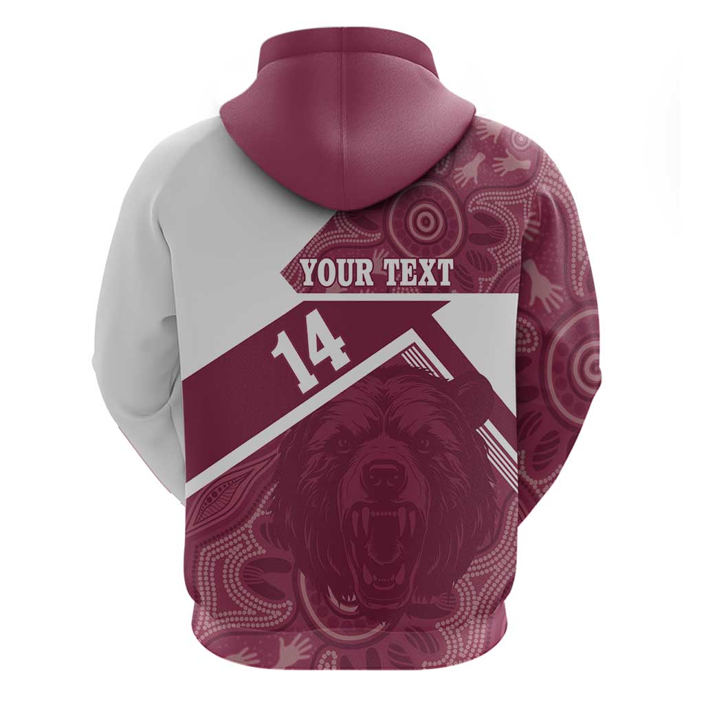 Burleigh Rugby Custom Hoodie Go Bears Maroon Aboriginal Art - Aussie Hoodie