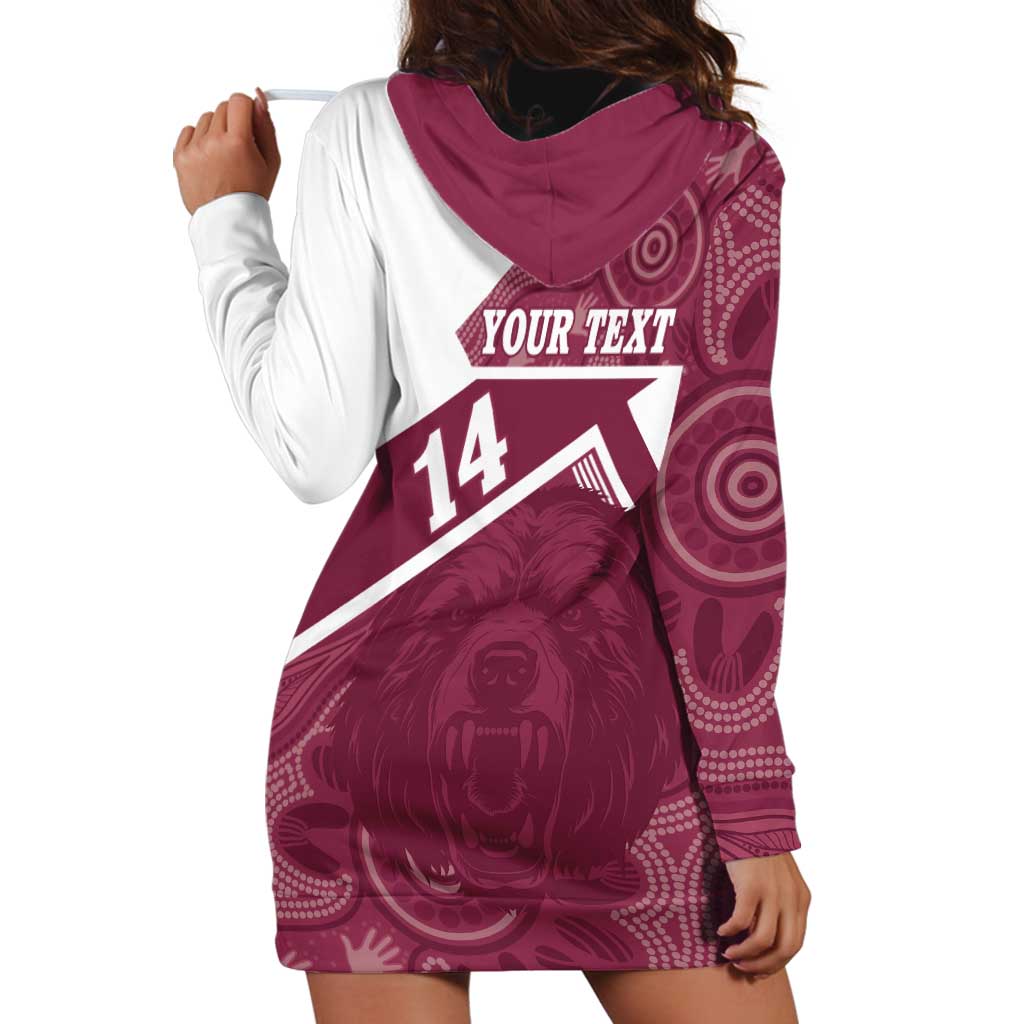 Burleigh Rugby Custom Hoodie Dress Go Bears Maroon Aboriginal Art - Aussie Hoodie