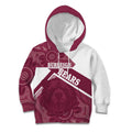 Burleigh Rugby Custom Kid Hoodie Go Bears Maroon Aboriginal Art - Aussie Hoodie