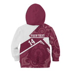 Burleigh Rugby Custom Kid Hoodie Go Bears Maroon Aboriginal Art - Aussie Hoodie