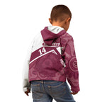 Burleigh Rugby Custom Kid Hoodie Go Bears Maroon Aboriginal Art - Aussie Hoodie
