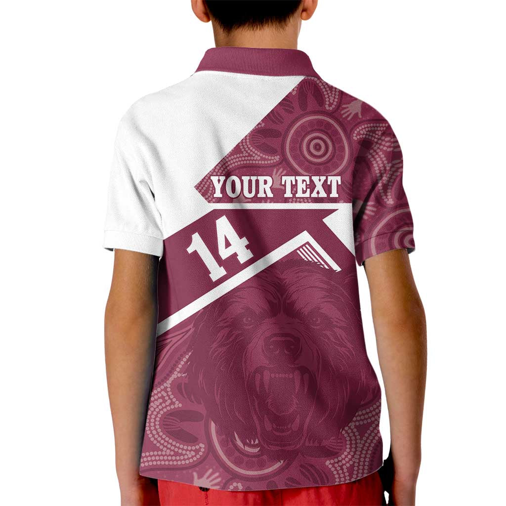 Burleigh Rugby Custom Kid Polo Shirt Go Bears Maroon Aboriginal Art - Aussie Hoodie