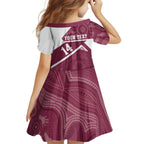 Burleigh Rugby Custom Kid Short Sleeve Dress Go Bears Maroon Aboriginal Art - Aussie Hoodie