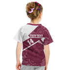 Burleigh Rugby Custom Kid T Shirt Go Bears Maroon Aboriginal Art - Aussie Hoodie