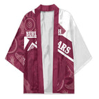 Burleigh Rugby Custom Kimono Go Bears Maroon Aboriginal Art - Aussie Hoodie