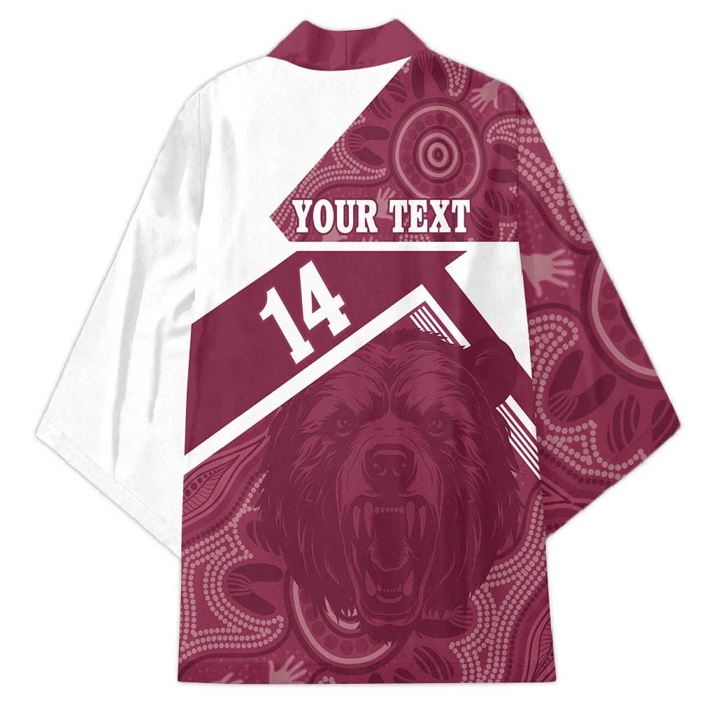 Burleigh Rugby Custom Kimono Go Bears Maroon Aboriginal Art - Aussie Hoodie