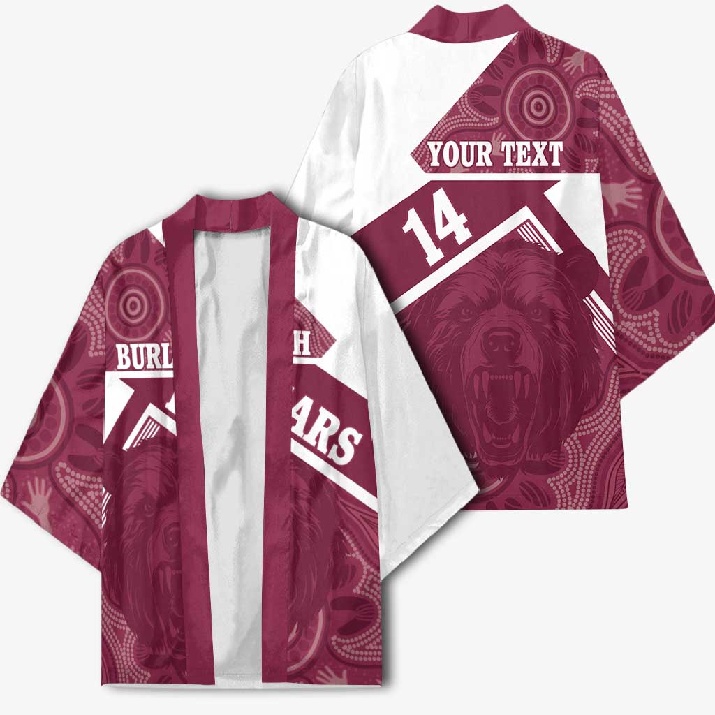 Burleigh Rugby Custom Kimono Go Bears Maroon Aboriginal Art - Aussie Hoodie