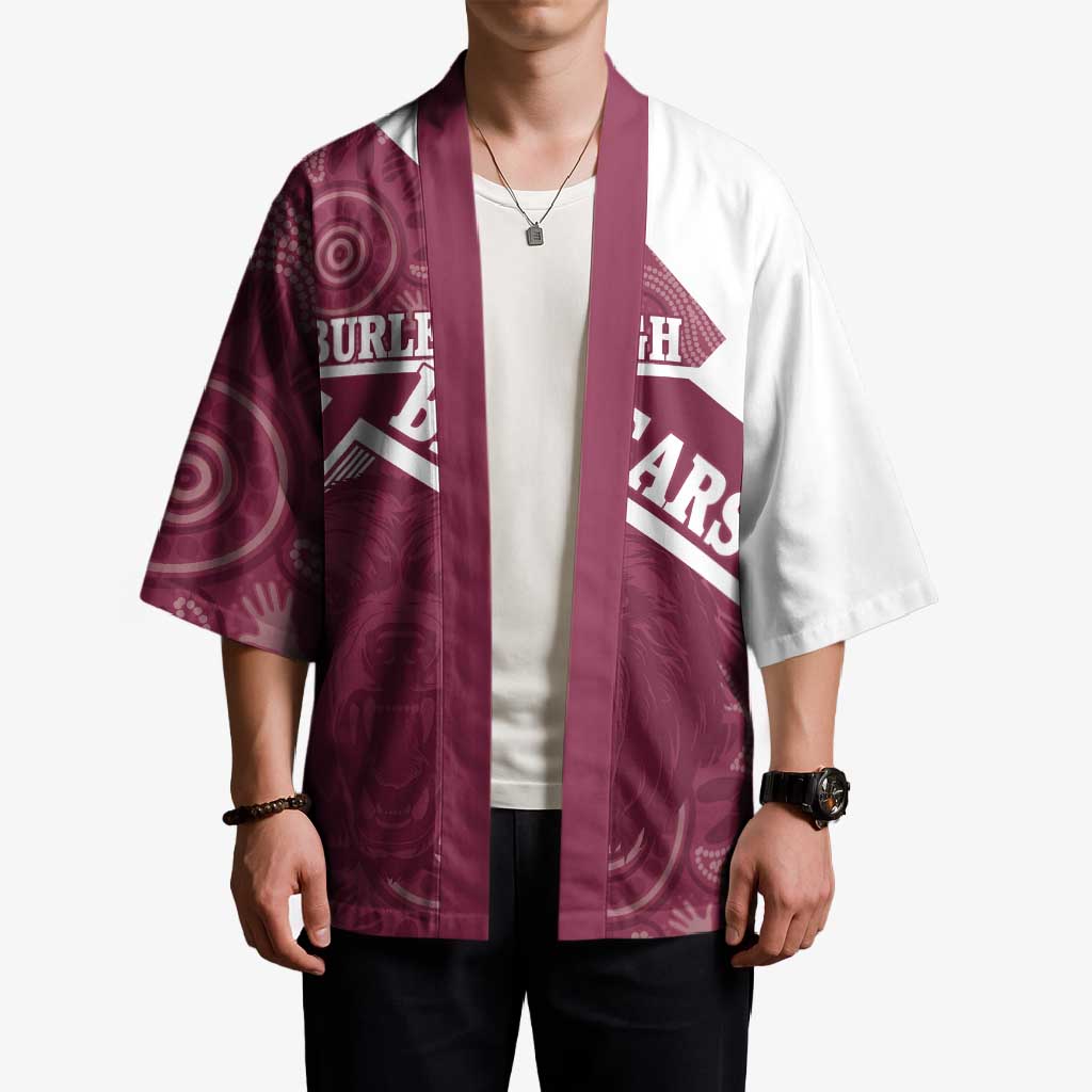 Burleigh Rugby Custom Kimono Go Bears Maroon Aboriginal Art - Aussie Hoodie