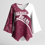 Burleigh Rugby Custom Kimono Sleeve Blouse Go Bears Maroon Aboriginal Art - Aussie Hoodie