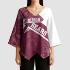 Burleigh Rugby Custom Kimono Sleeve Blouse Go Bears Maroon Aboriginal Art - Aussie Hoodie