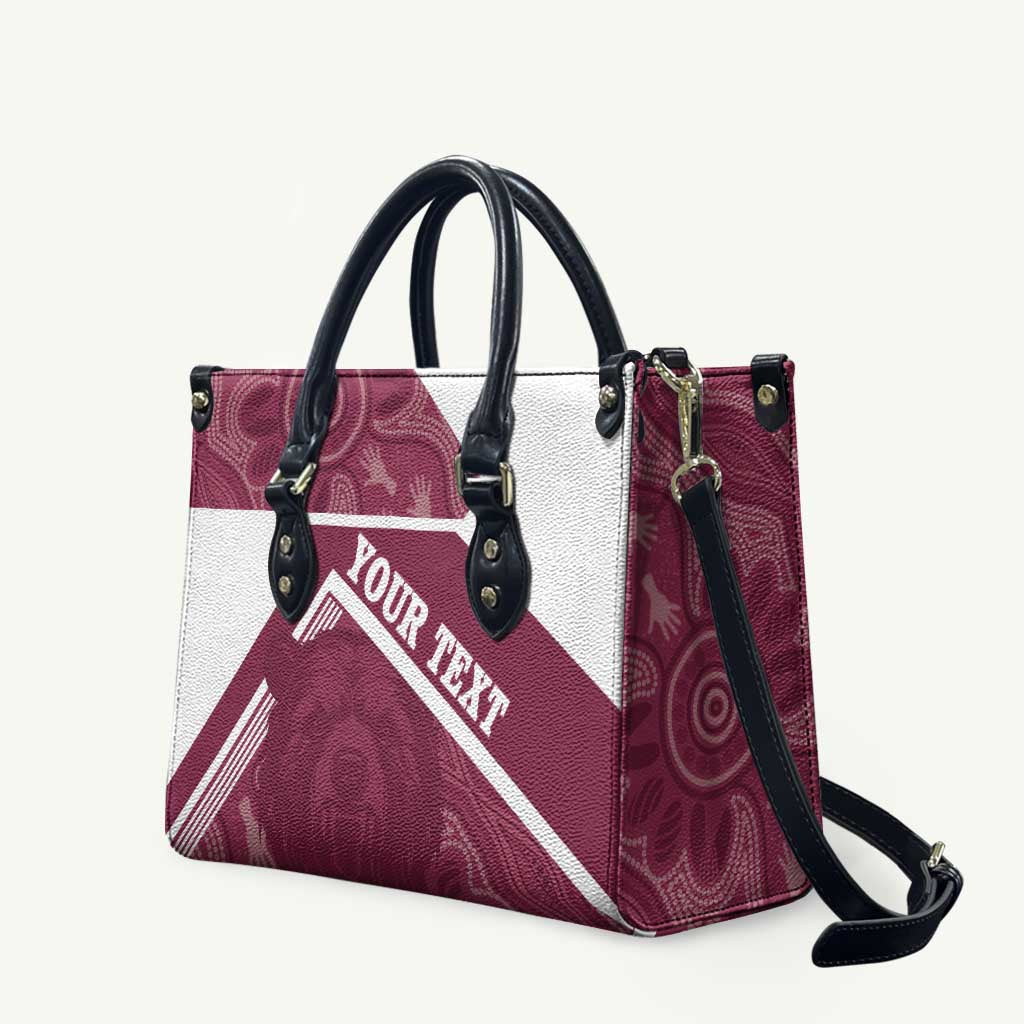 Burleigh Rugby Custom Leather Bag Go Bears Maroon Aboriginal Art - Aussie Hoodie