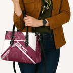 Burleigh Rugby Custom Leather Bag Go Bears Maroon Aboriginal Art - Aussie Hoodie