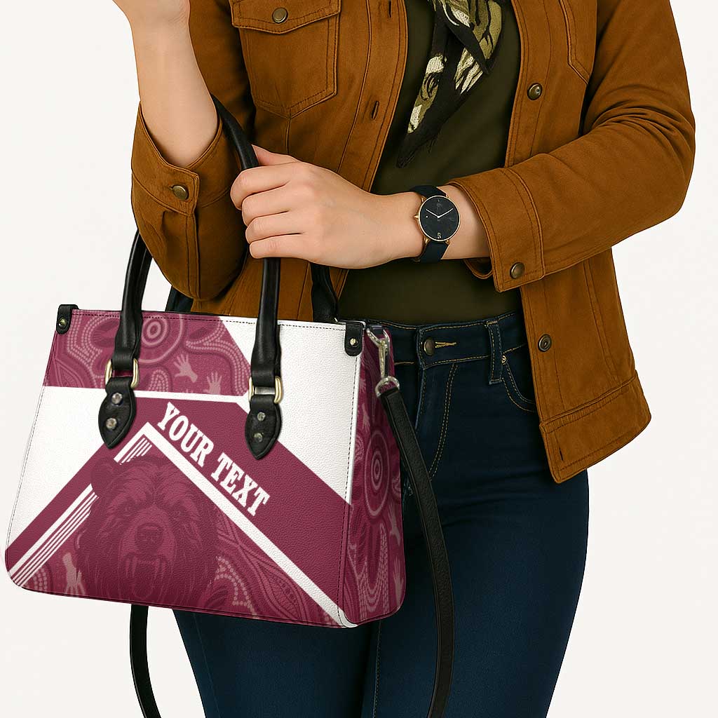 Burleigh Rugby Custom Leather Bag Go Bears Maroon Aboriginal Art - Aussie Hoodie