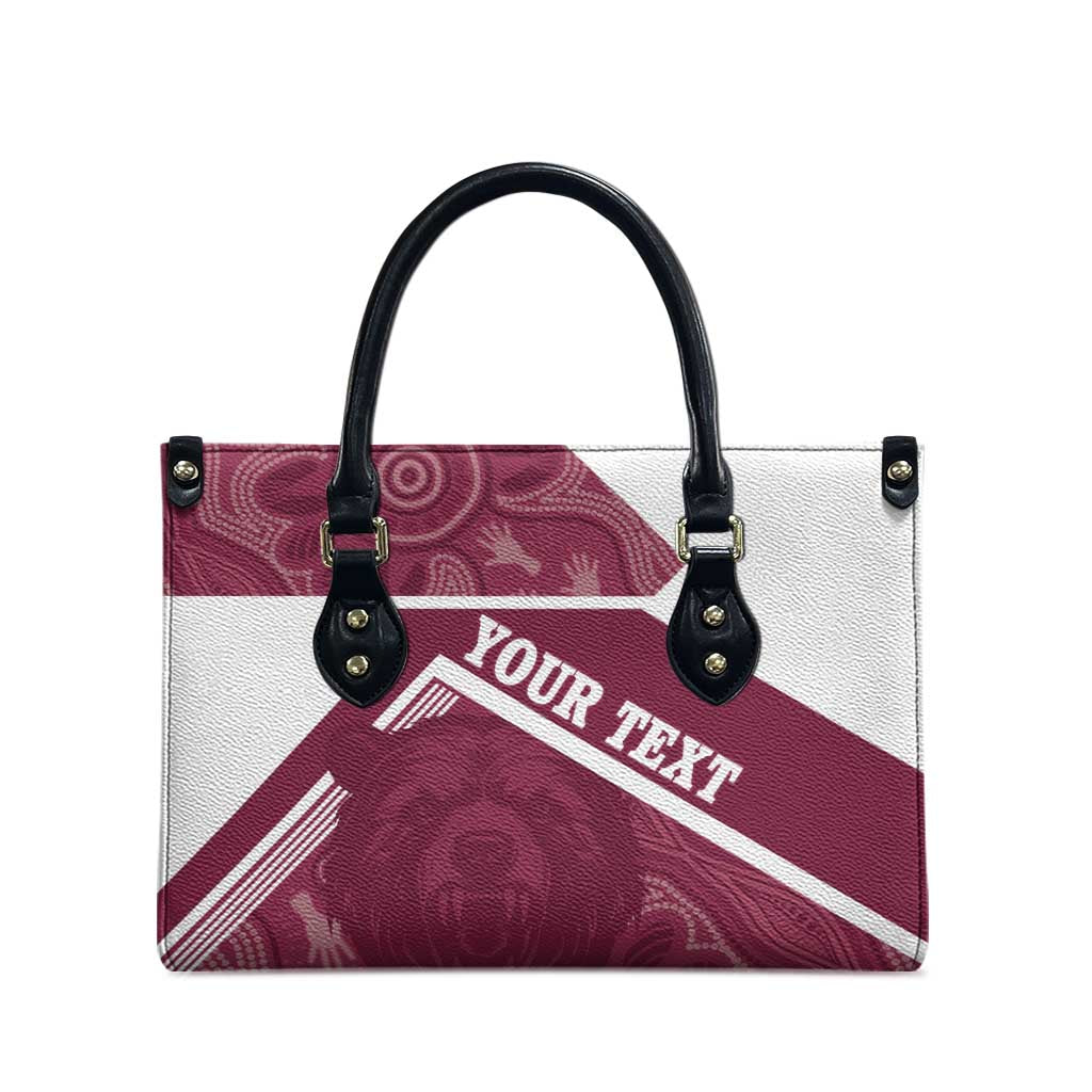Burleigh Rugby Custom Leather Bag Go Bears Maroon Aboriginal Art - Aussie Hoodie