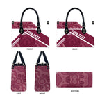 Burleigh Rugby Custom Leather Bag Go Bears Maroon Aboriginal Art - Aussie Hoodie