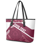 Burleigh Rugby Custom Leather Tote Bag Go Bears Maroon Aboriginal Art - Aussie Hoodie