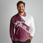 Burleigh Rugby Custom Long Sleeve Polo Shirt Go Bears Maroon Aboriginal Art - Aussie Hoodie