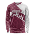 Burleigh Rugby Custom Long Sleeve Shirt Go Bears Maroon Aboriginal Art - Aussie Hoodie