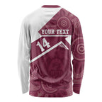 Burleigh Rugby Custom Long Sleeve Shirt Go Bears Maroon Aboriginal Art - Aussie Hoodie