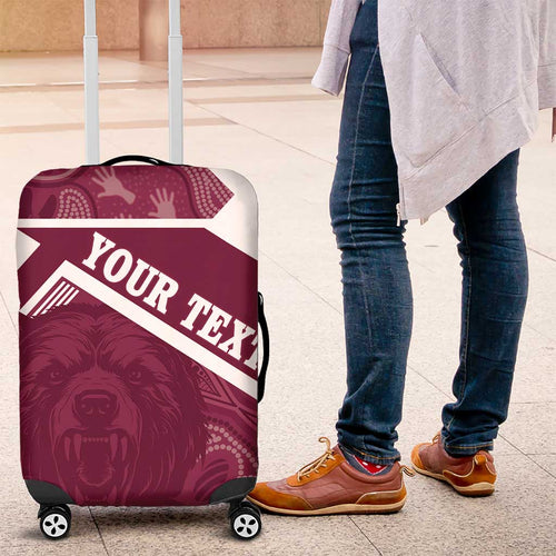 Burleigh Rugby Custom Luggage Cover Go Bears Maroon Aboriginal Art - Aussie Hoodie